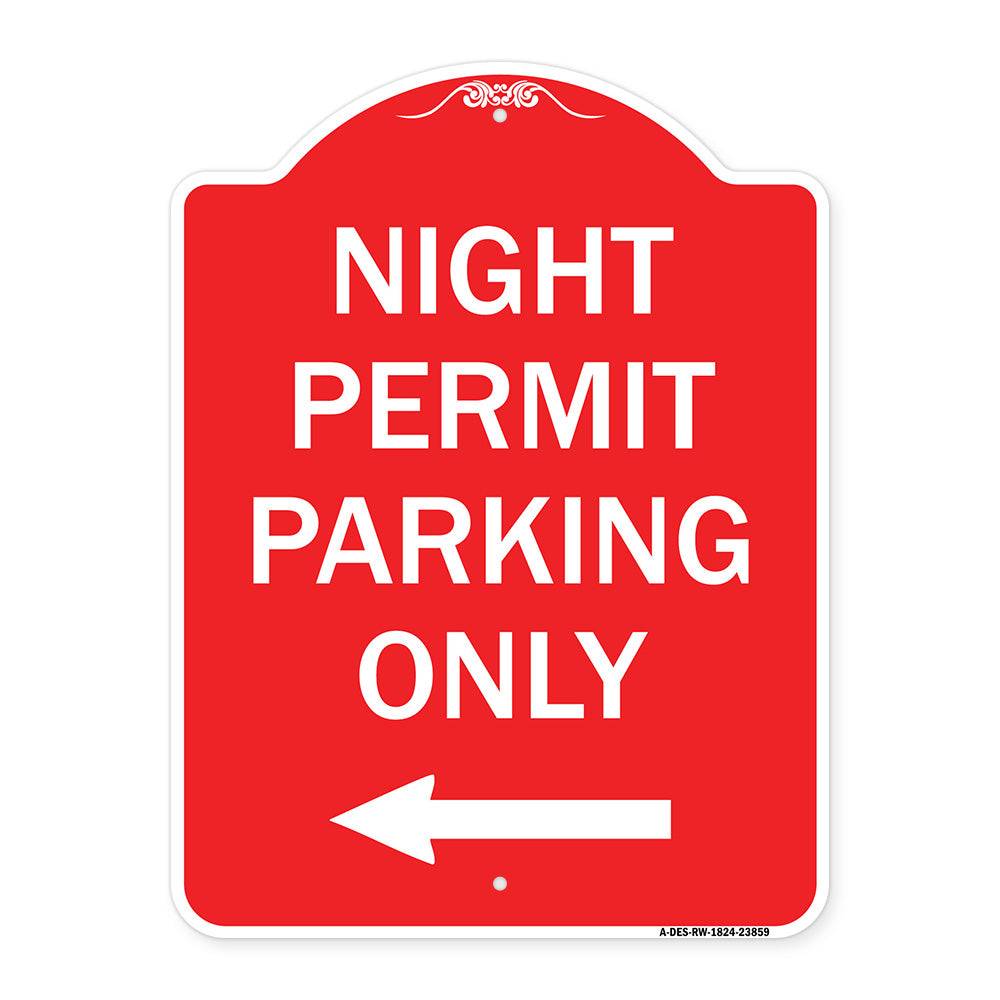 Night Permit Parking Only (With Left Arrow)