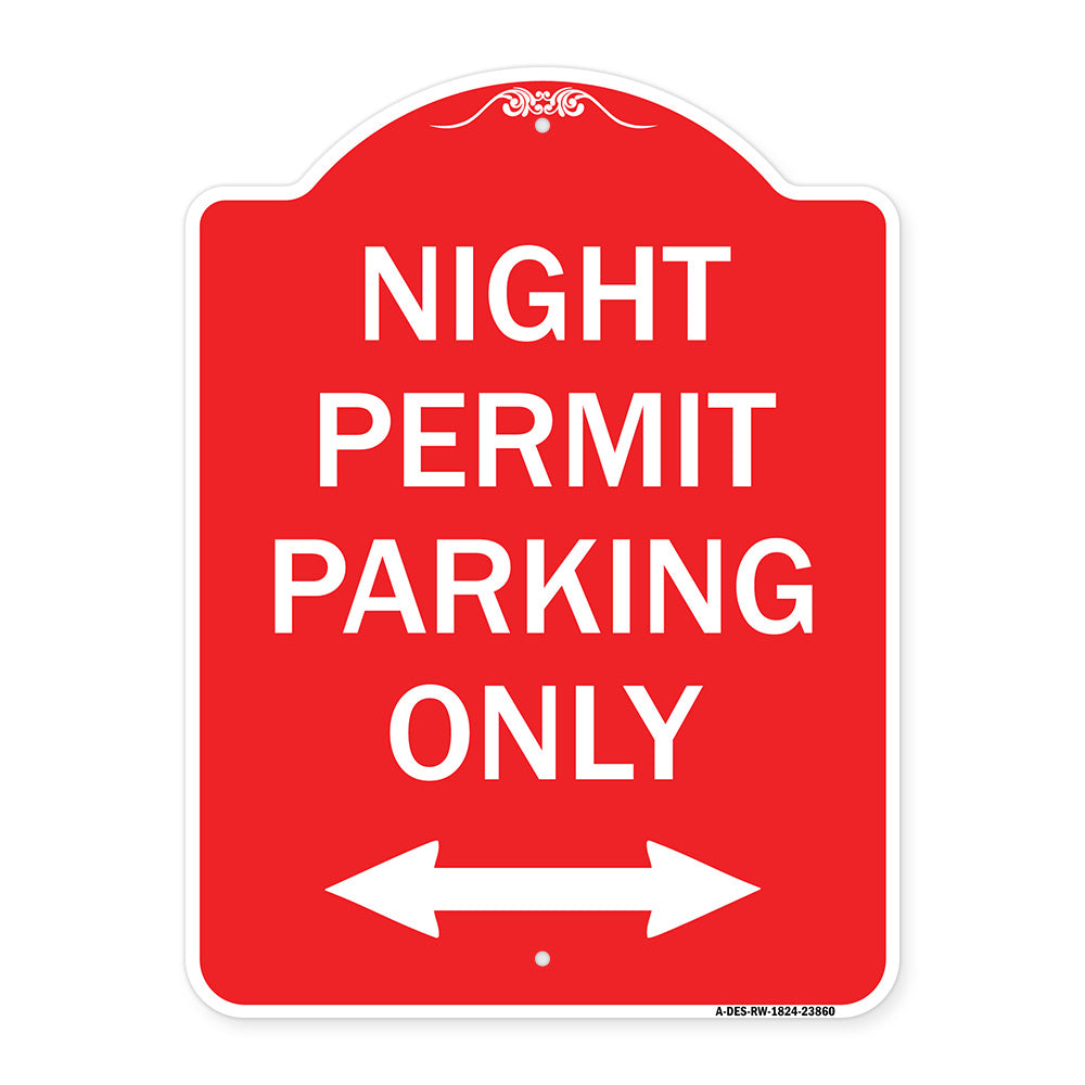 Night Permit Parking Only (With Bi-Directional Arrow)