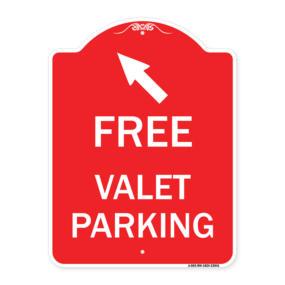 Free Valet Parking with Upper Left Arrow