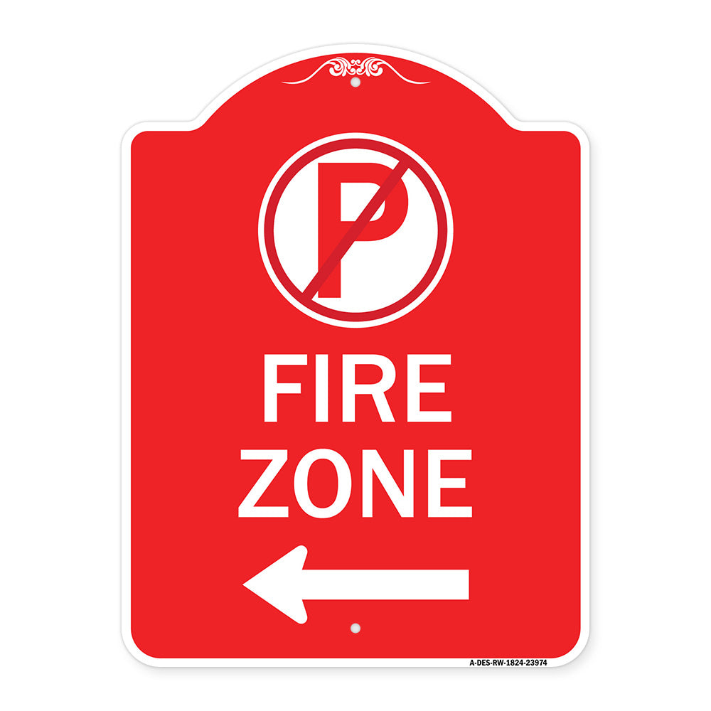 Fire Zone (No Parking Symbol and Left Arrow)
