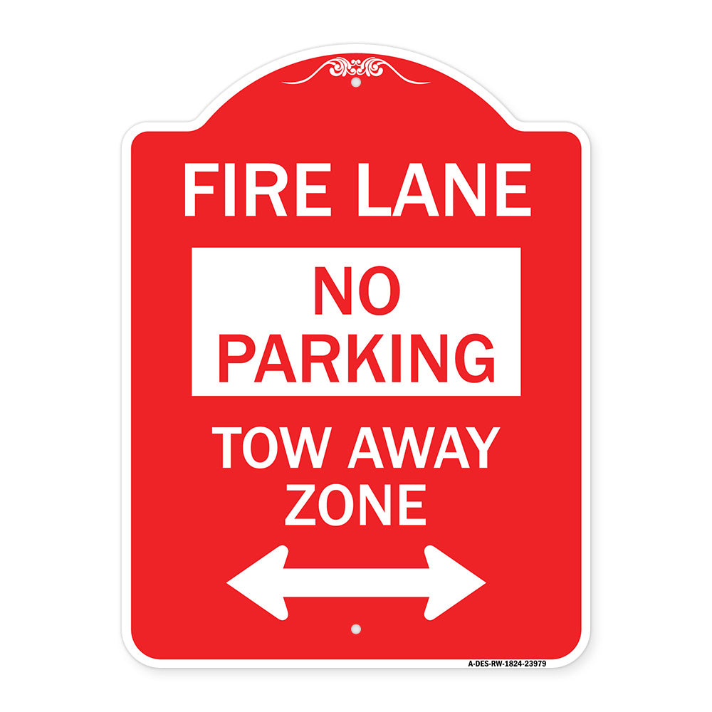Fire Lane Tow-Away Zone with Bidirectional Arrow