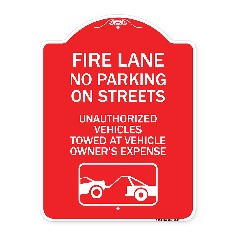 Fire Lanes No Parking on Streets Unauthorized Vehicles Towed at Owner Expense with Graphic