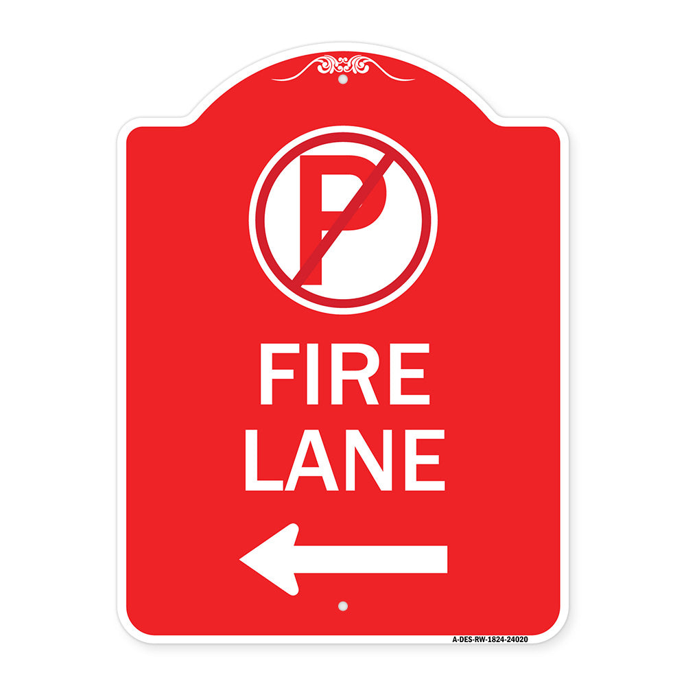 Fire Lane (No Parking Symbol and Left Arrow)