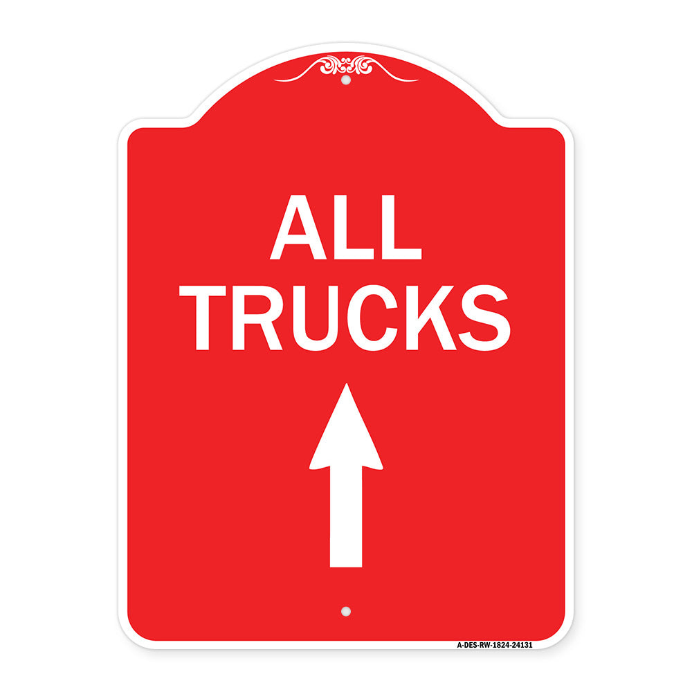 Driveway Sign All Trucks Move Ahead with Up Arrow