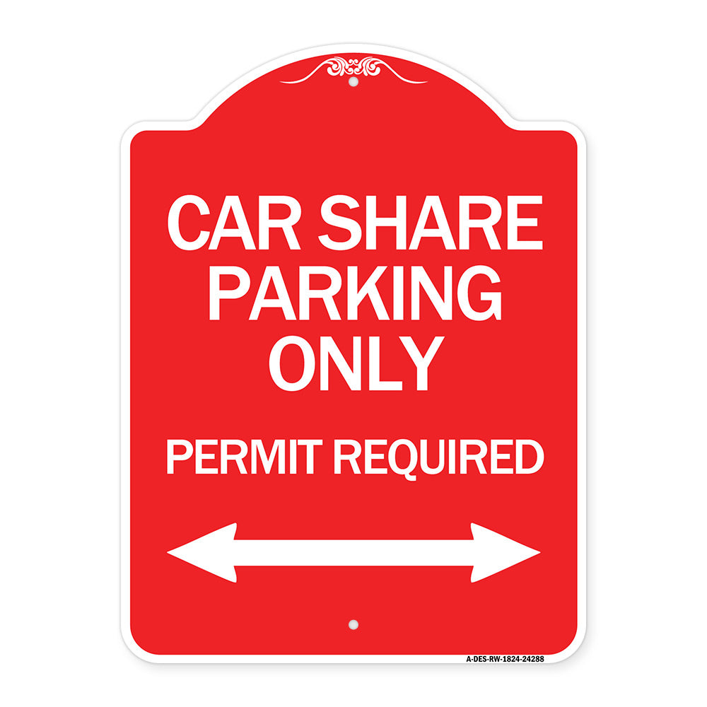 Car Share Parking Only Permit Required with Bidirectional Arrow