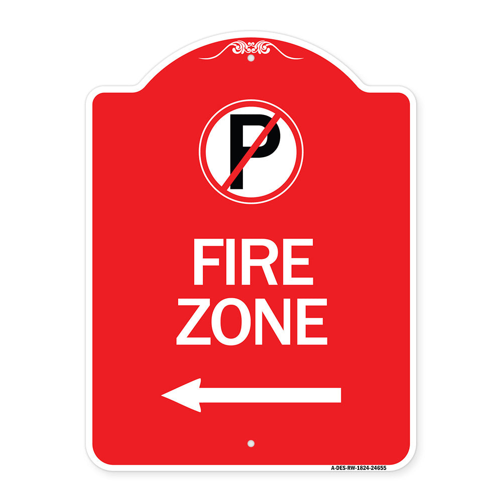 (No Parking Symbol and Left Arrow)