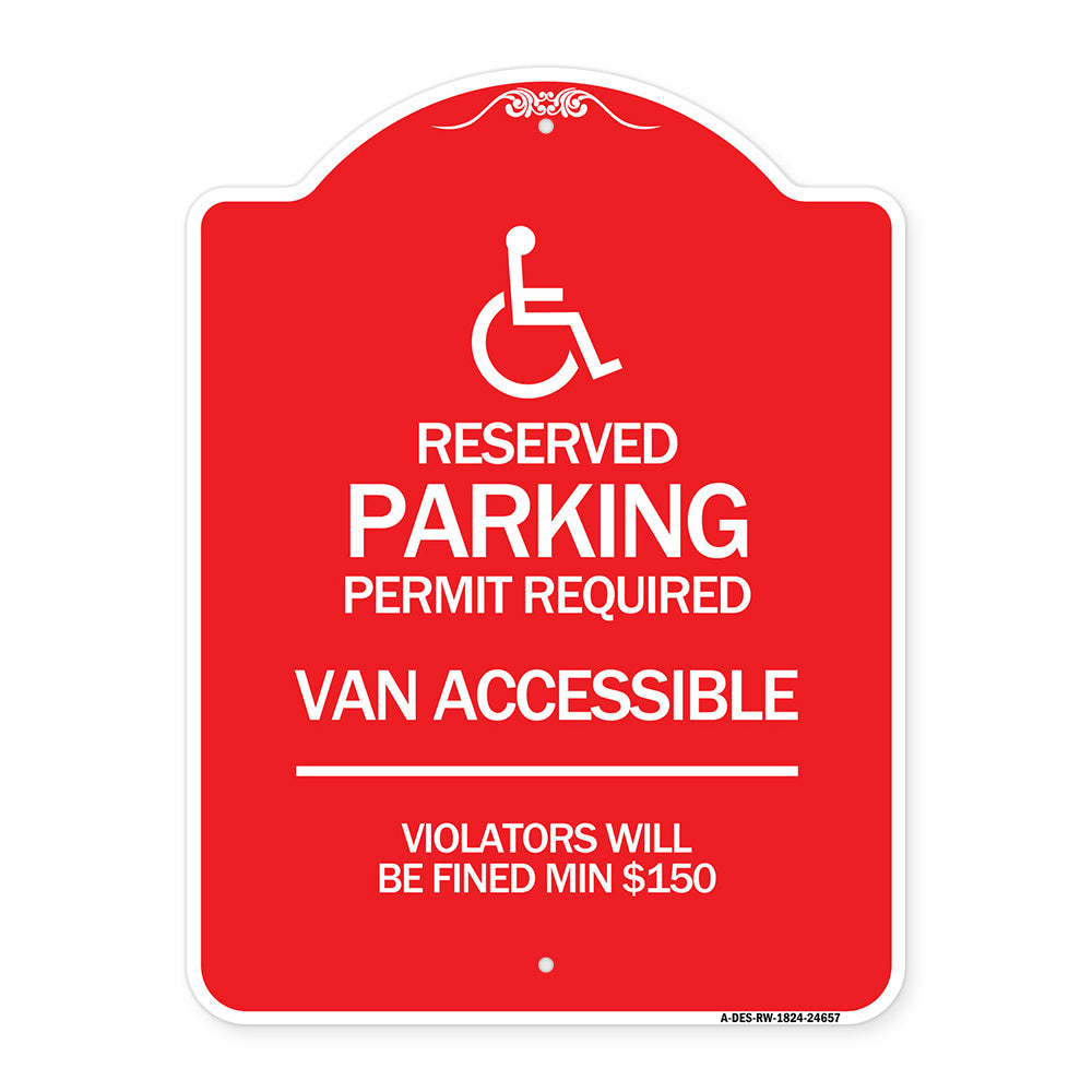 Connecticut Reserved Parking Permit Required Van Accessible Violators Will Be Fined Min $150 with Symbol