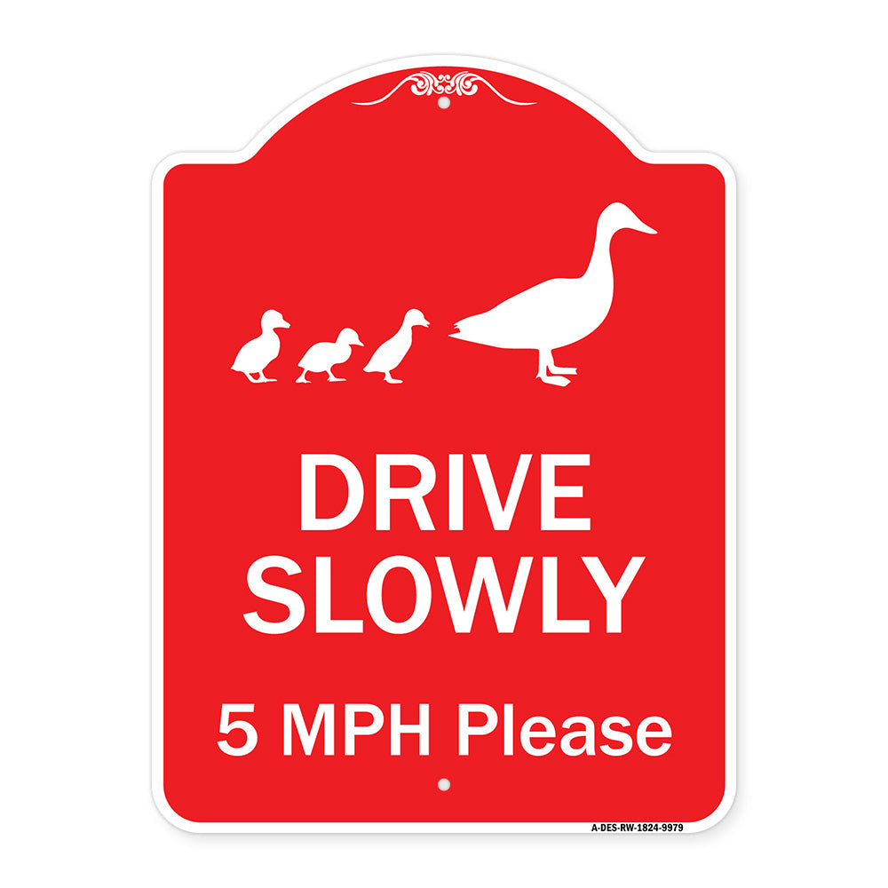 Drive Slowly 5 Mph Please With Duck And Ducklings Walking Graphic
