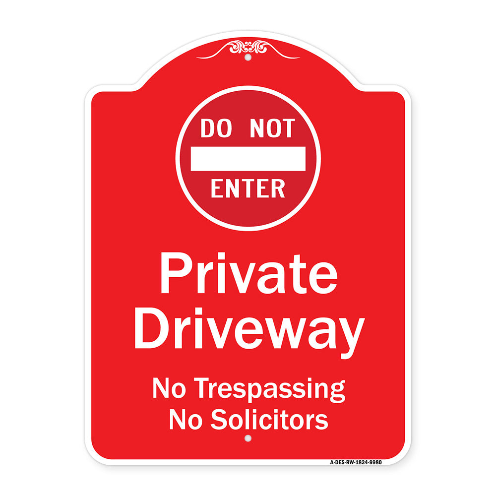 Do Not Enter Private Driveway No Trespassing Or Solicitors With Symbol
