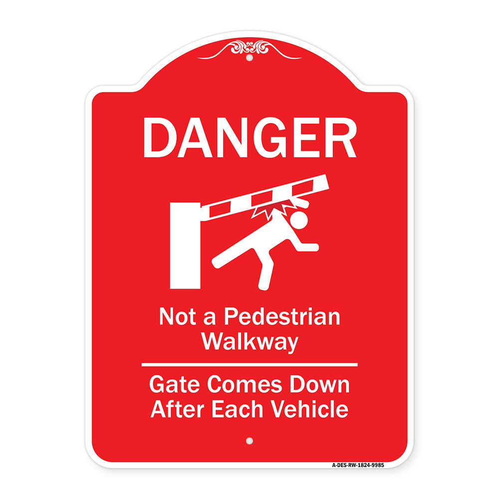 Danger Not A Pedestrian Walkway Gate Comes Down After Each Vehicle