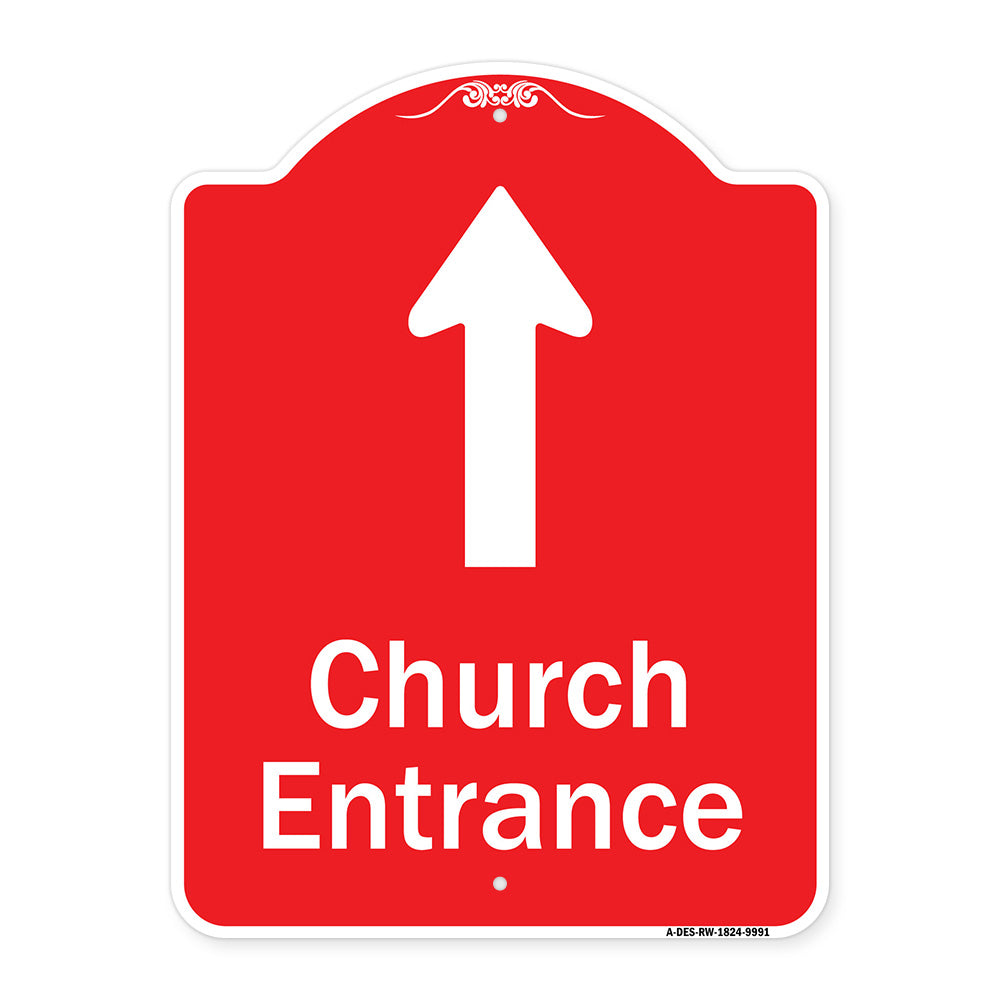 Church Entrance Ahead With Up Arrow