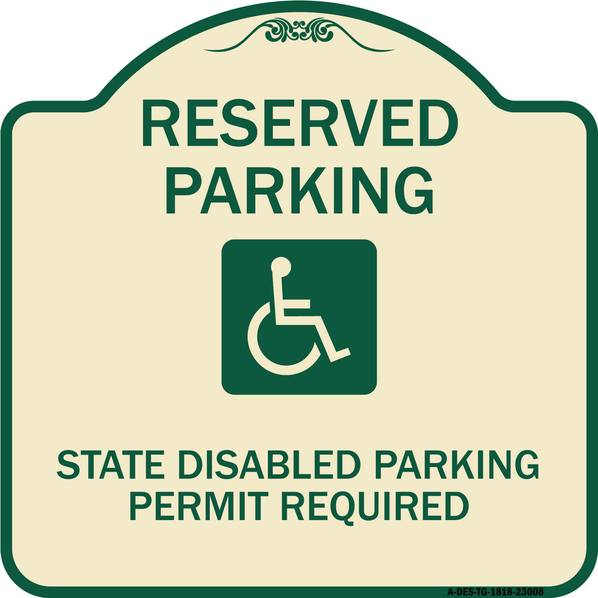Reserved Parking State Disabled Parking Permit Required (Handicapped Symbol)