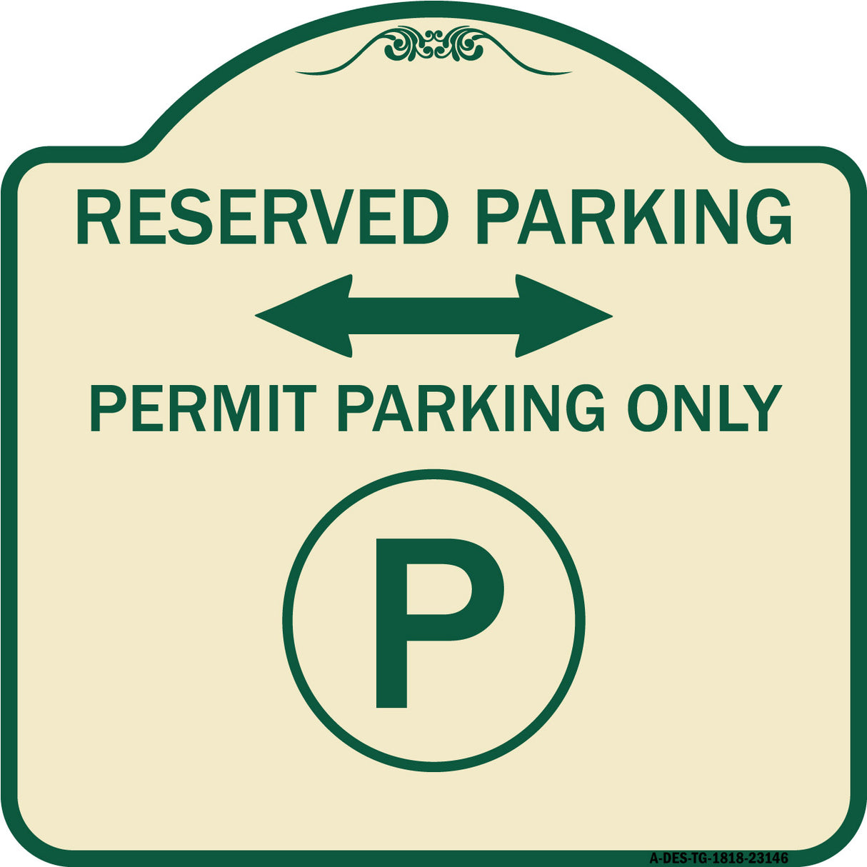Reserved Parking - Permit Parking Only with Symbol and Bidirectional Arrow