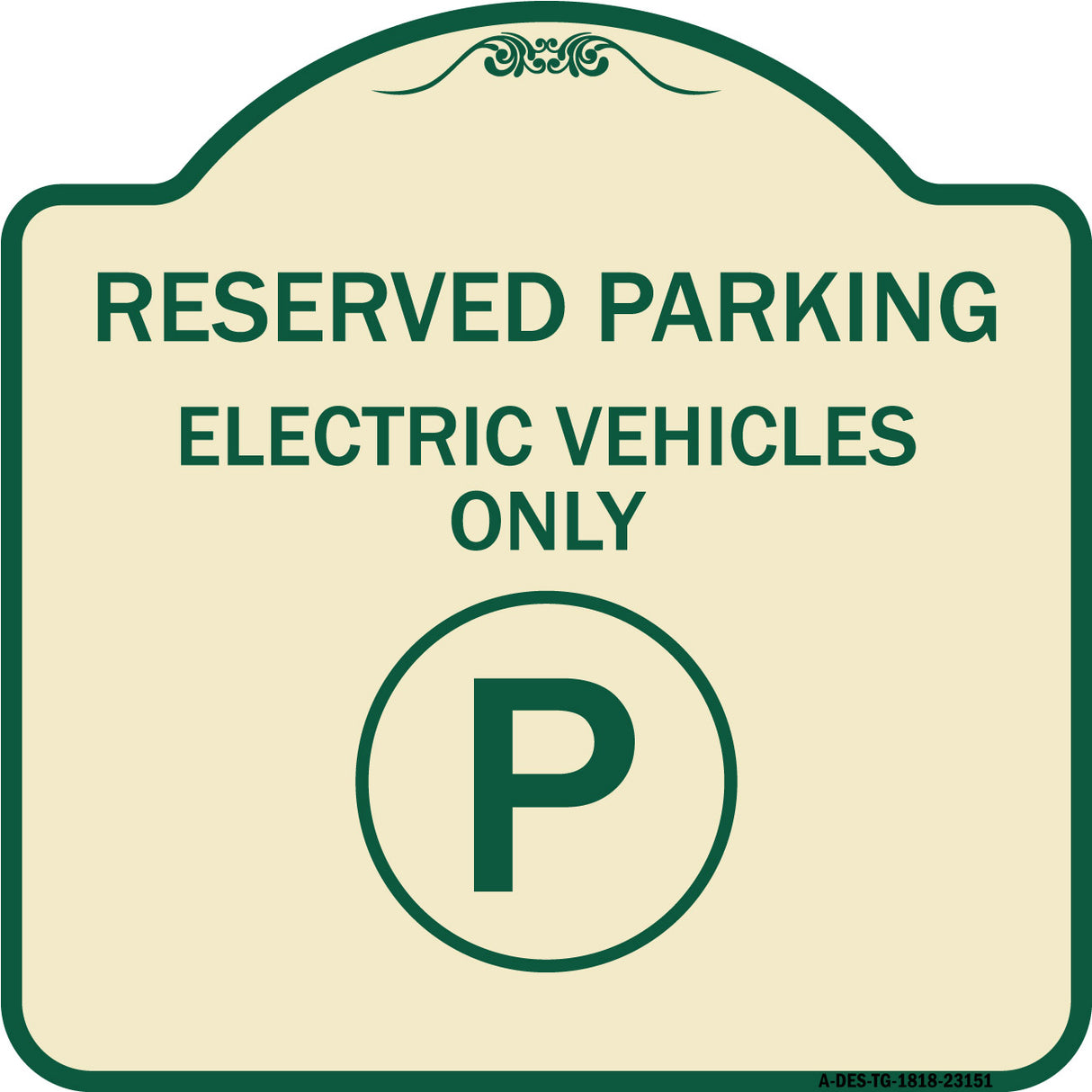 Reserved Parking - Electric Vehicles Only (With Parking Symbol)