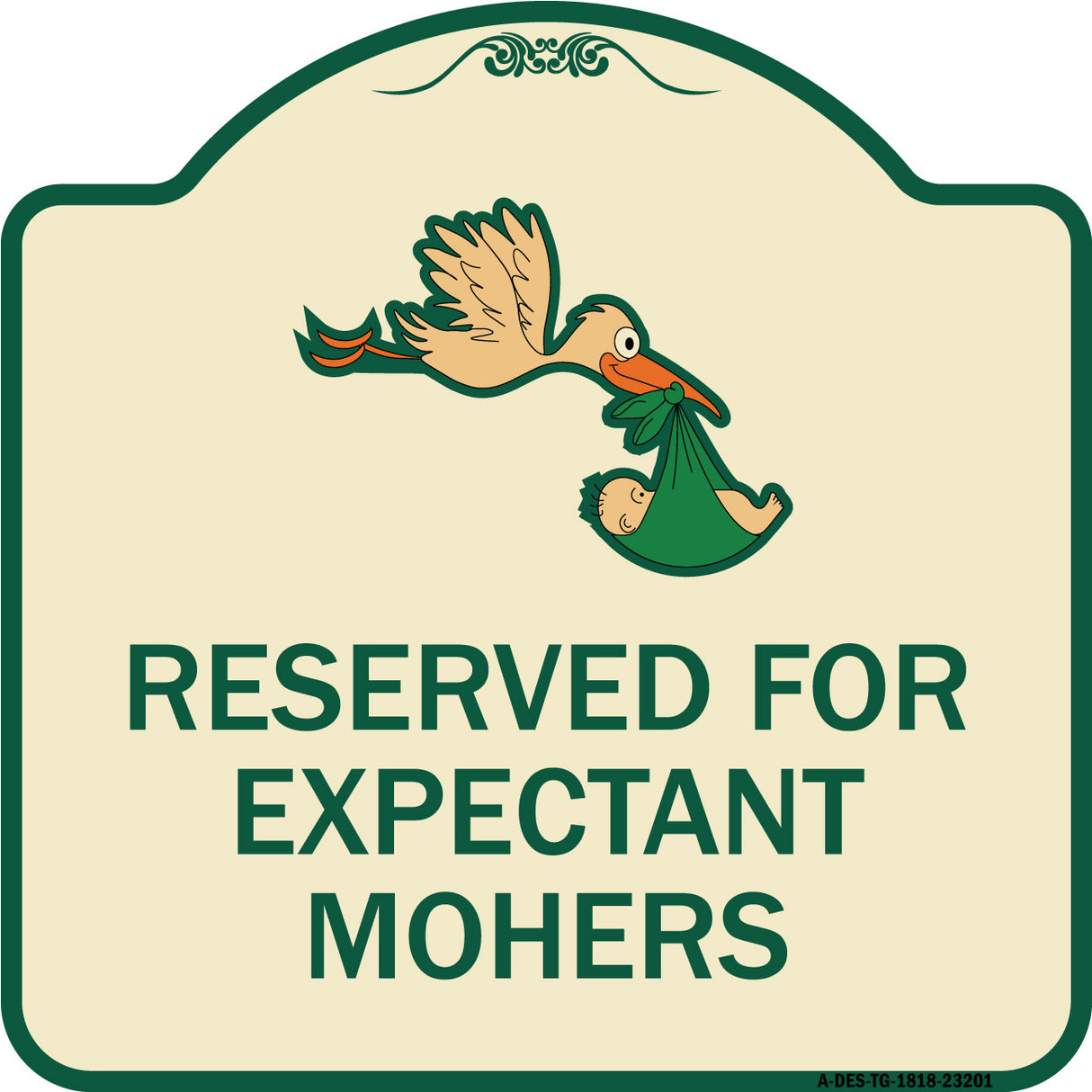 Reserved for Expectant Mothers (With Stork & Baby Graphic)
