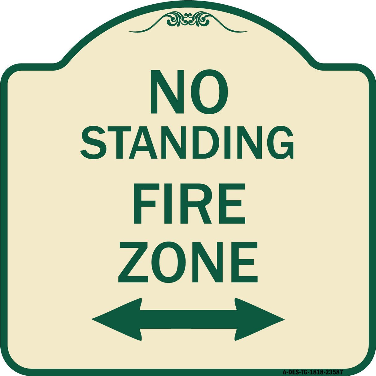 No Standing Fire Zone with Bidirectional Arrow