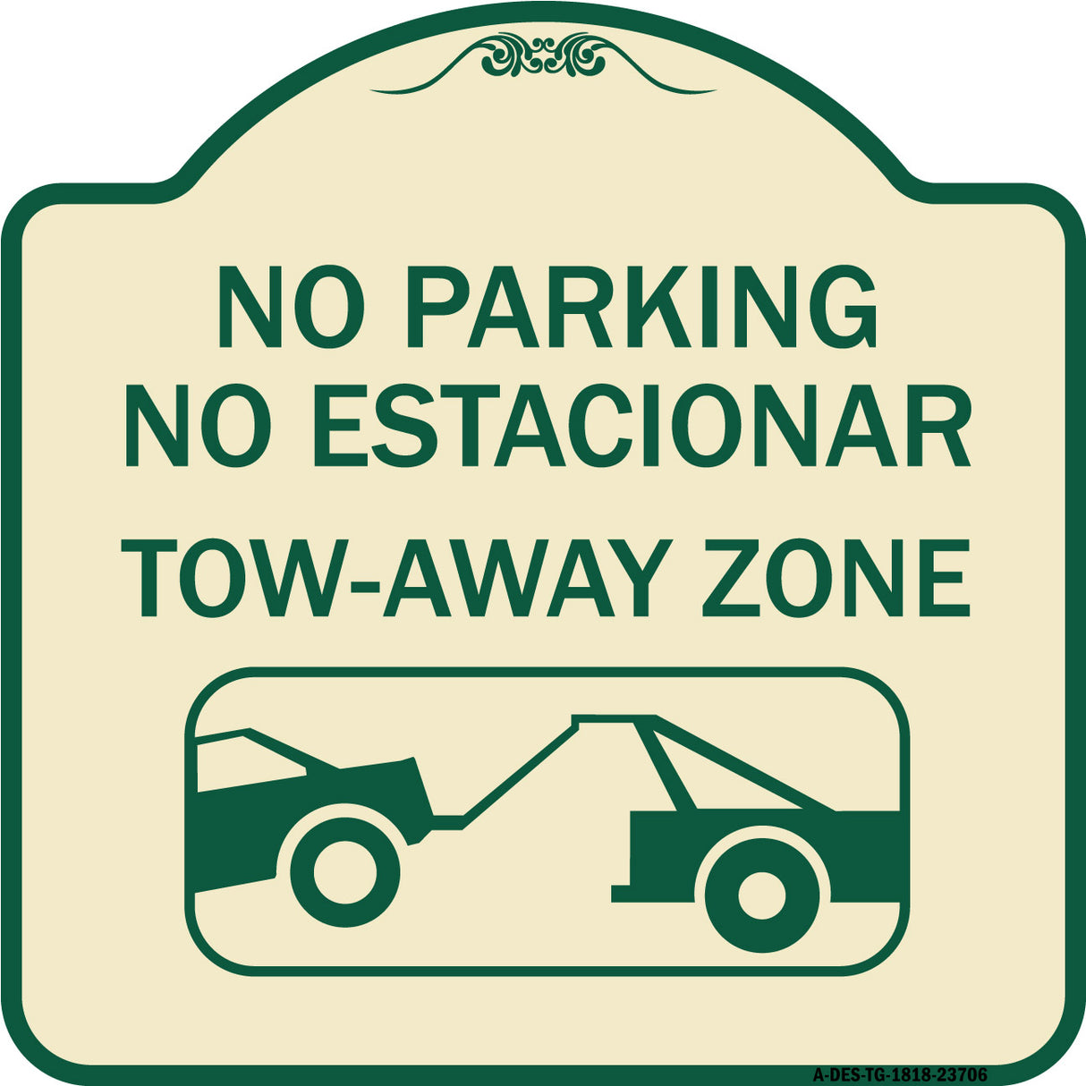 No Parking No Estacionar Tow Away Zone (With Graphic) Directional Arrow) Tacionamiento Zona De Cargamento