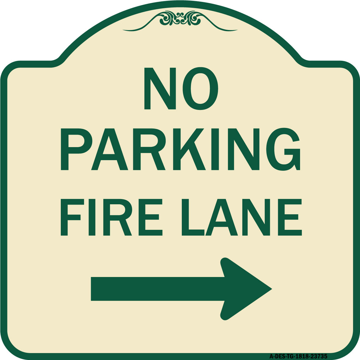 No Parking Fire Lane (With Right Arrow)