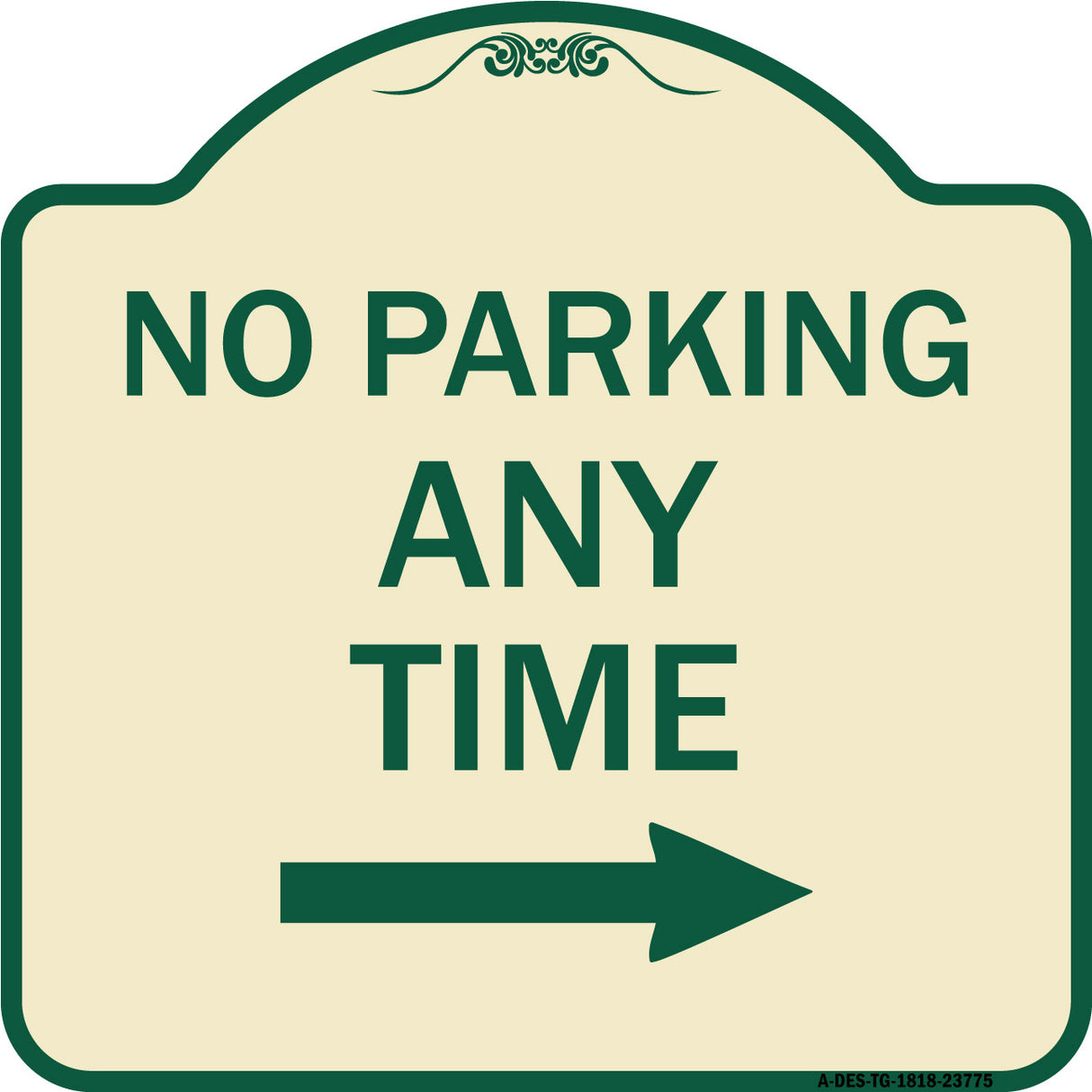 No Parking Anytime with Right Arrow