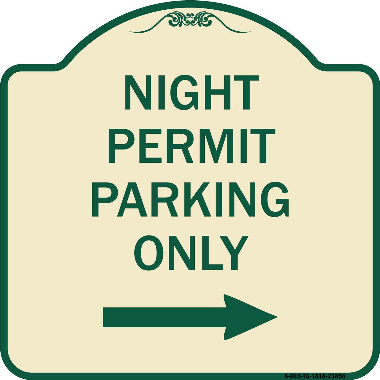 Night Permit Parking Only (With Right Arrow)