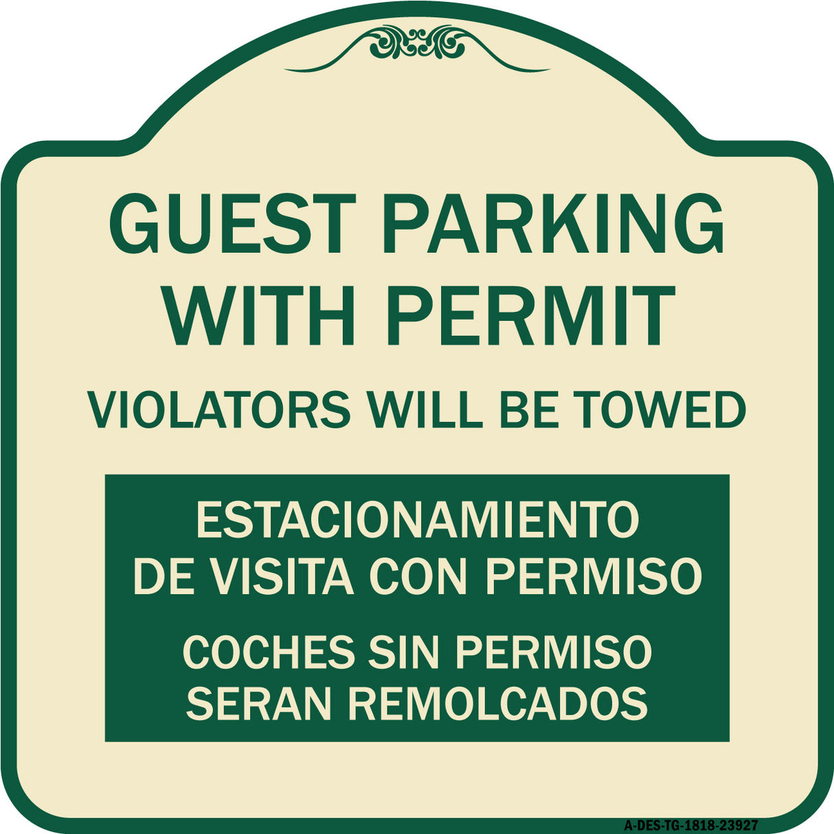 Guest Parking with Permit Violators Will Be Towed Estacionamento De Visita Con Permiso Coches Sin Permiso Seran Remolcadoa