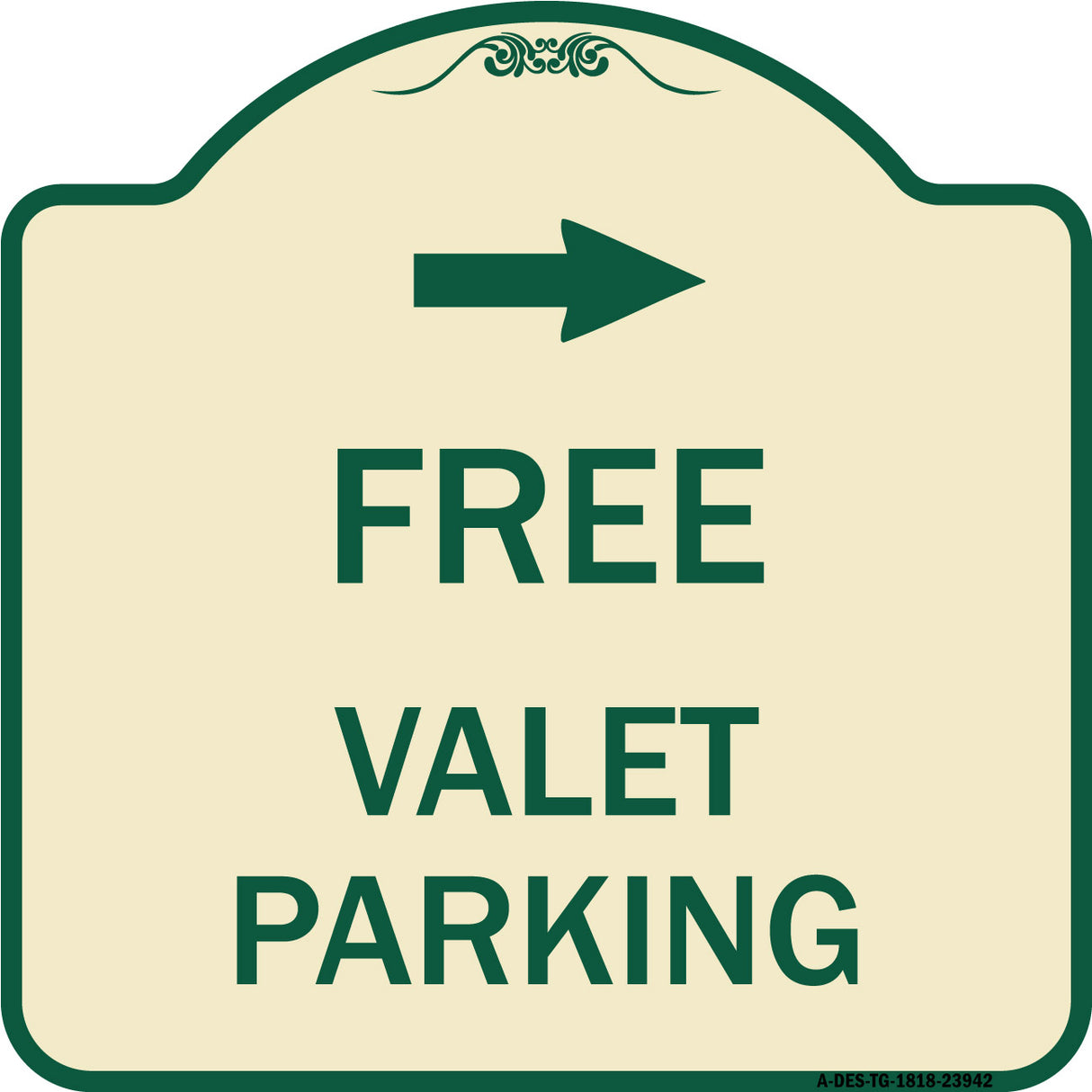 Free Valet Parking with Right Arrow