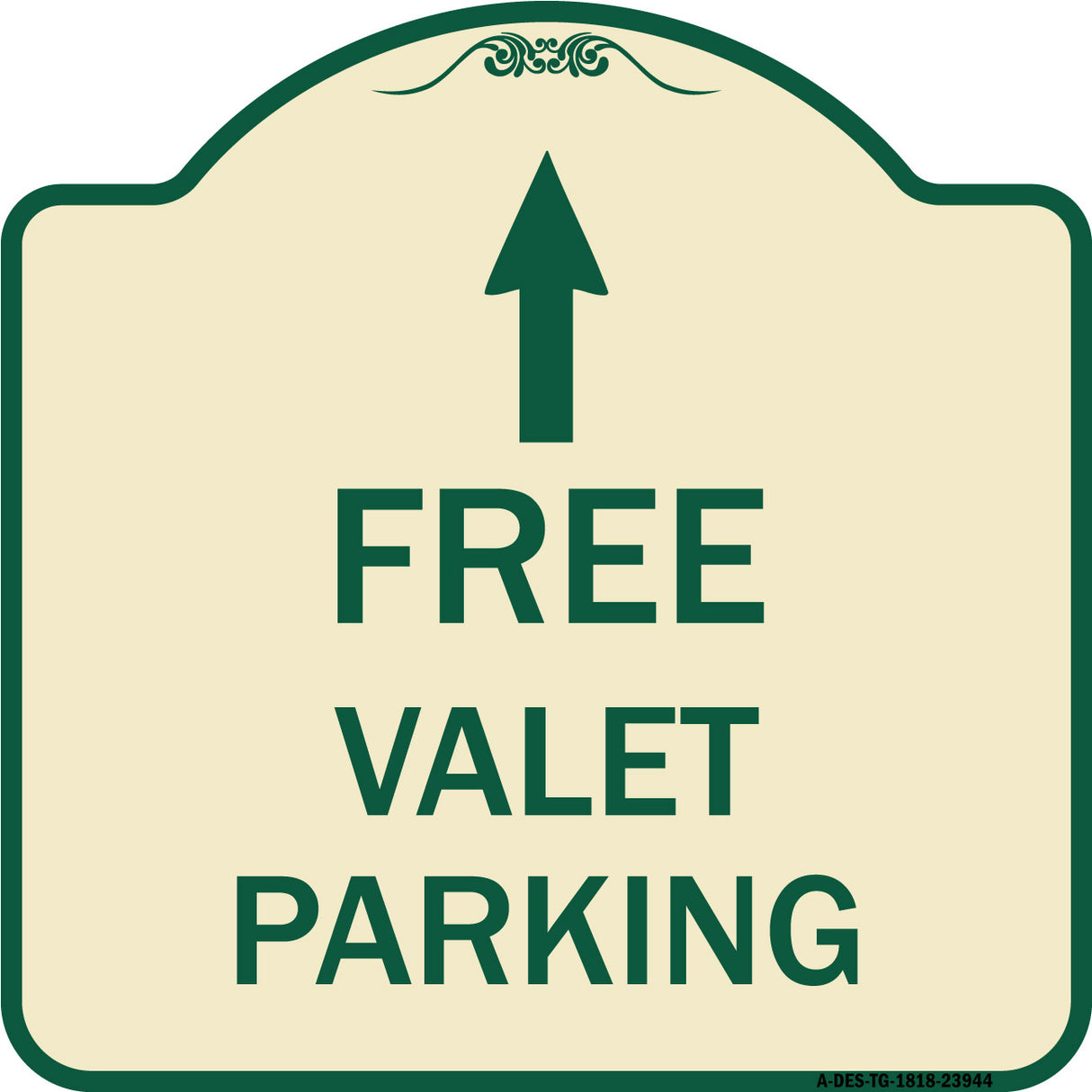 Free Valet Parking with Ahead Arrow