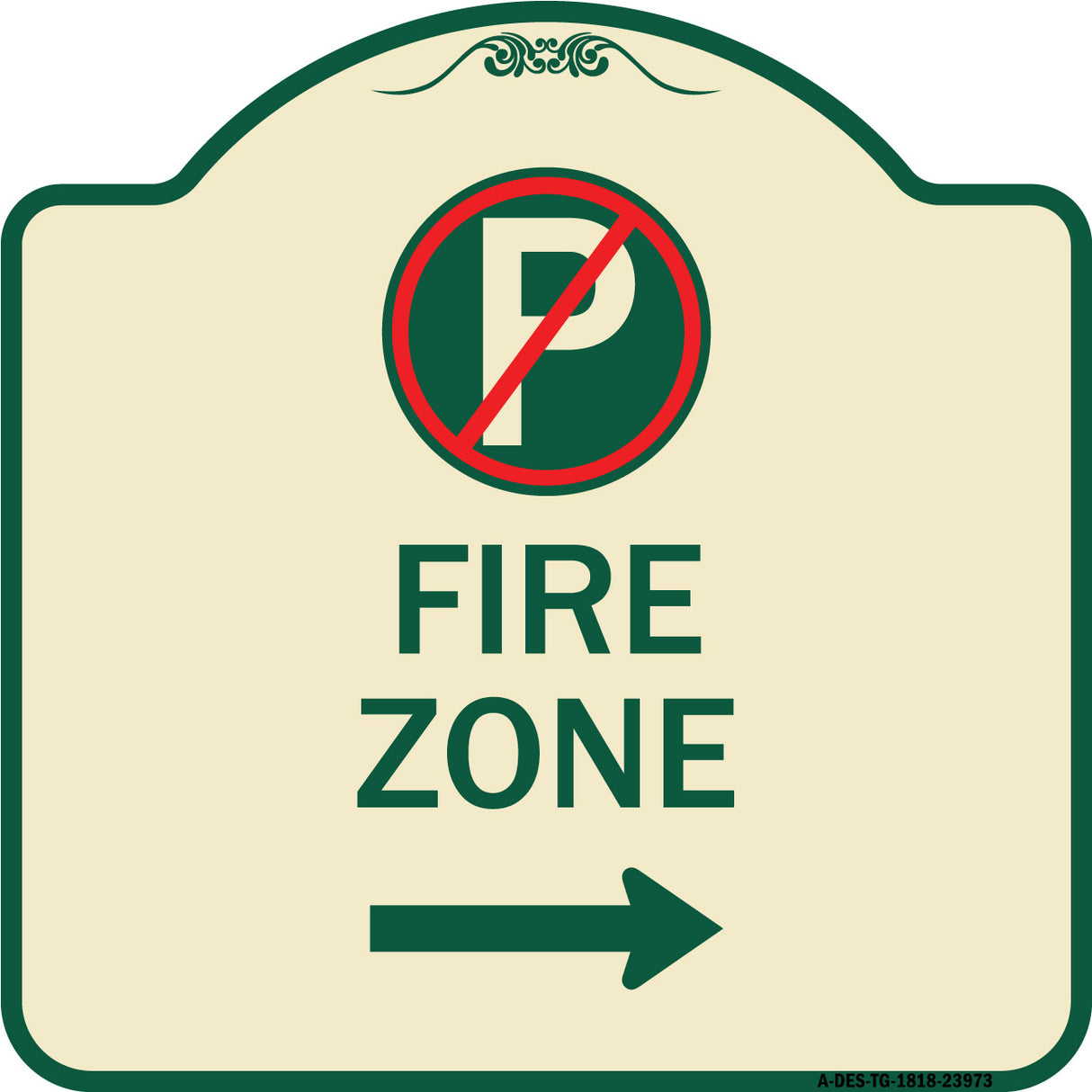Fire Zone (No Parking Symbol and Right Arrow)