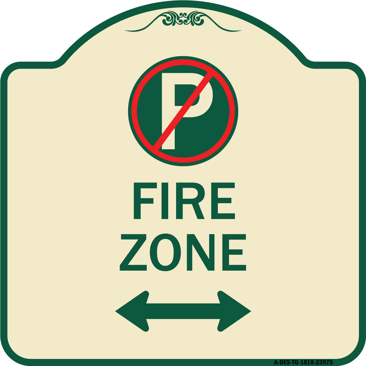 Fire Zone (No Parking Symbol and Arrow Pointing Left and Right)