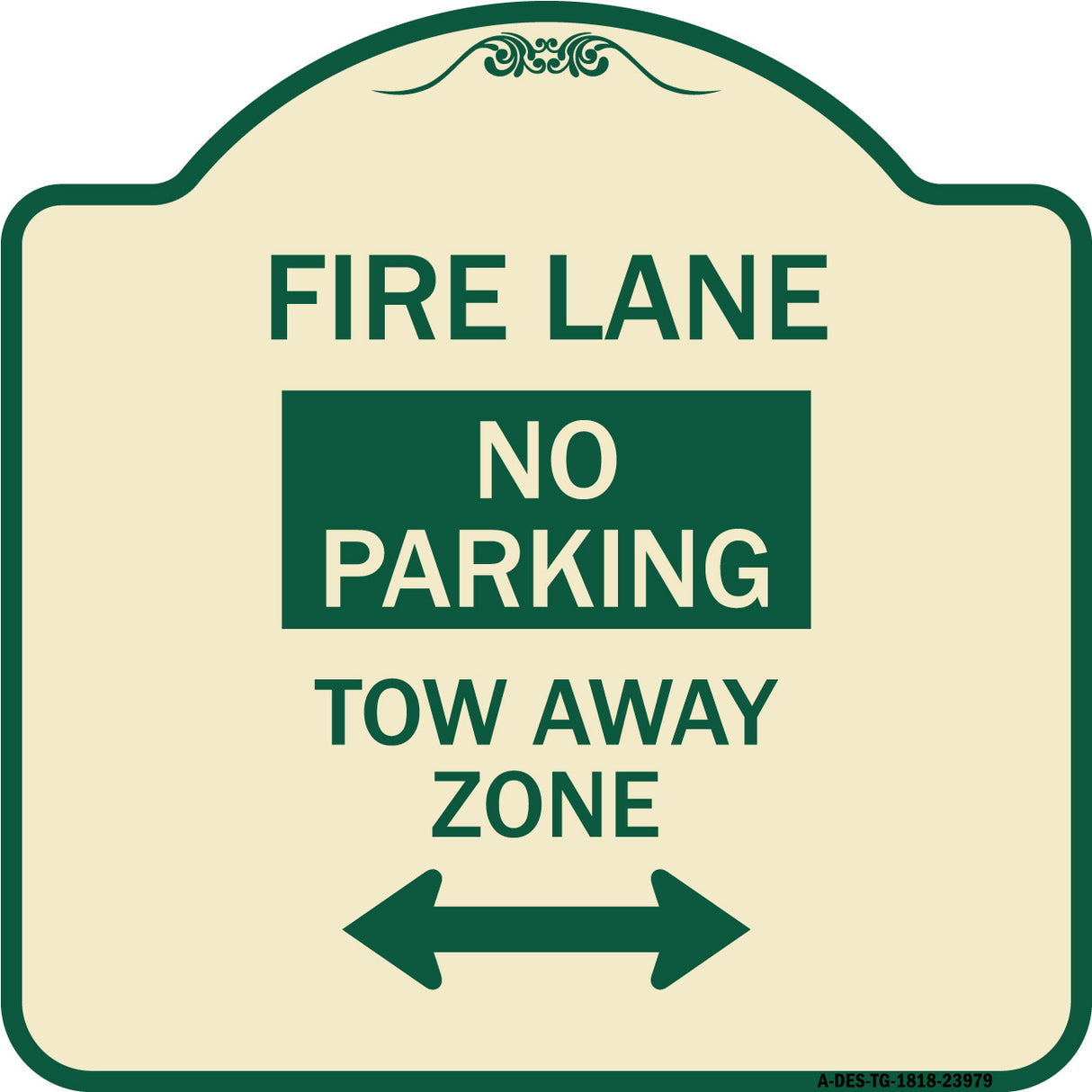 Fire Lane Tow-Away Zone with Bidirectional Arrow