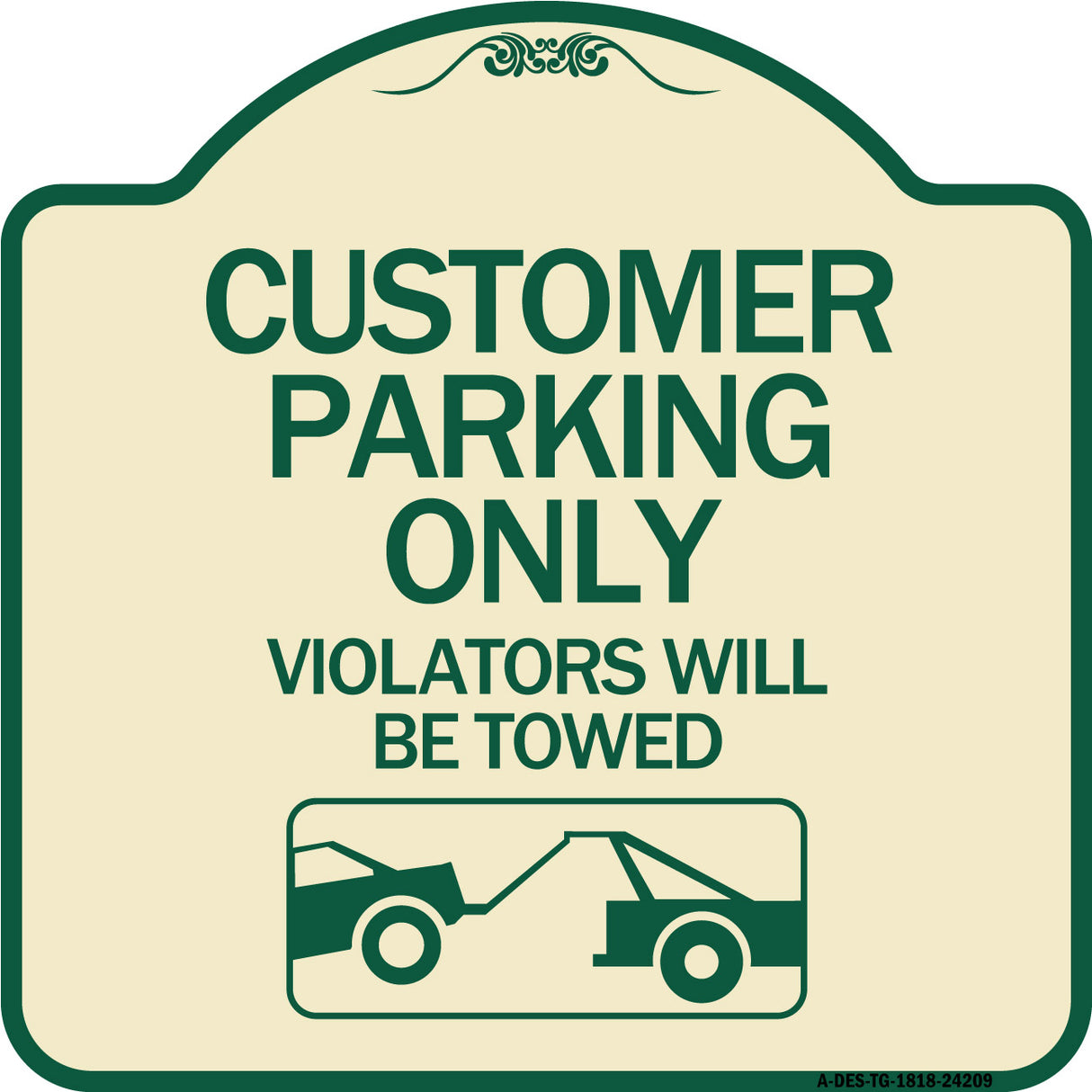 Customer Parking Only (Violators Will Be Towed) (Symbol)