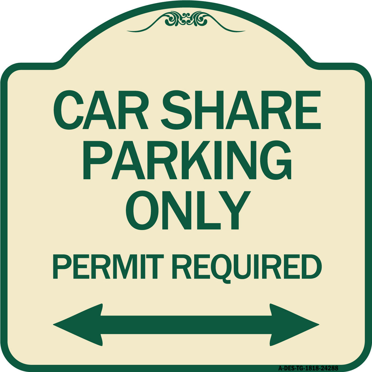 Car Share Parking Only Permit Required with Bidirectional Arrow