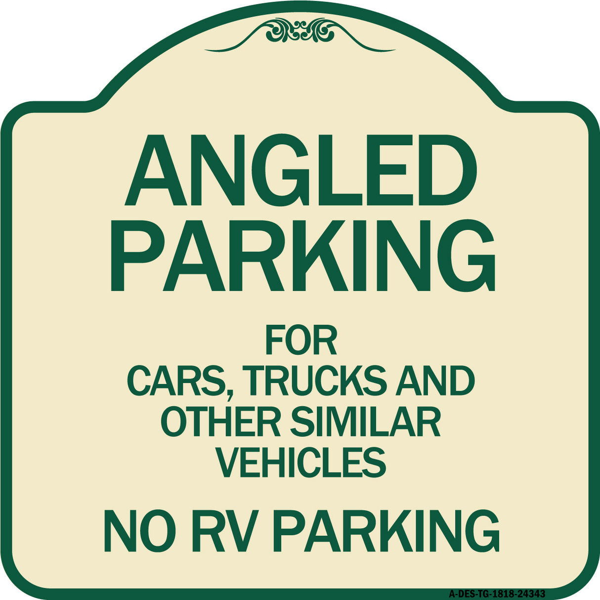 Angled Parking for Cars Trucks and Similar Vehicles - No RV Parking