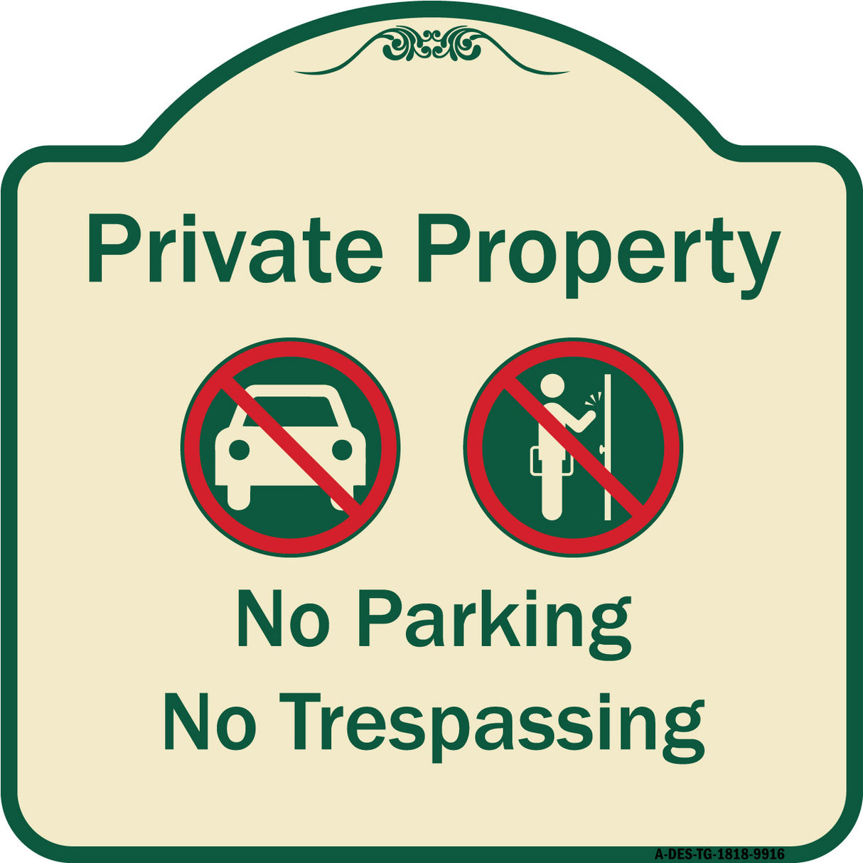 Private Property No Parking Or Trespassing With Symbols