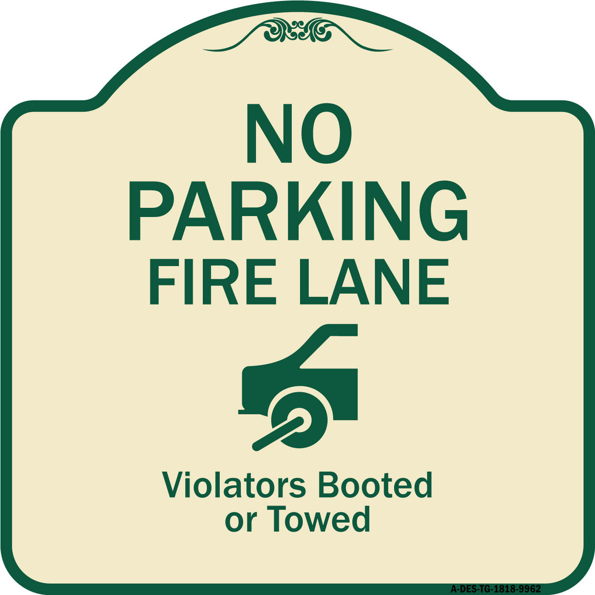 No Parking Fire Lane (With Graphic) Violators Booted Or Towed