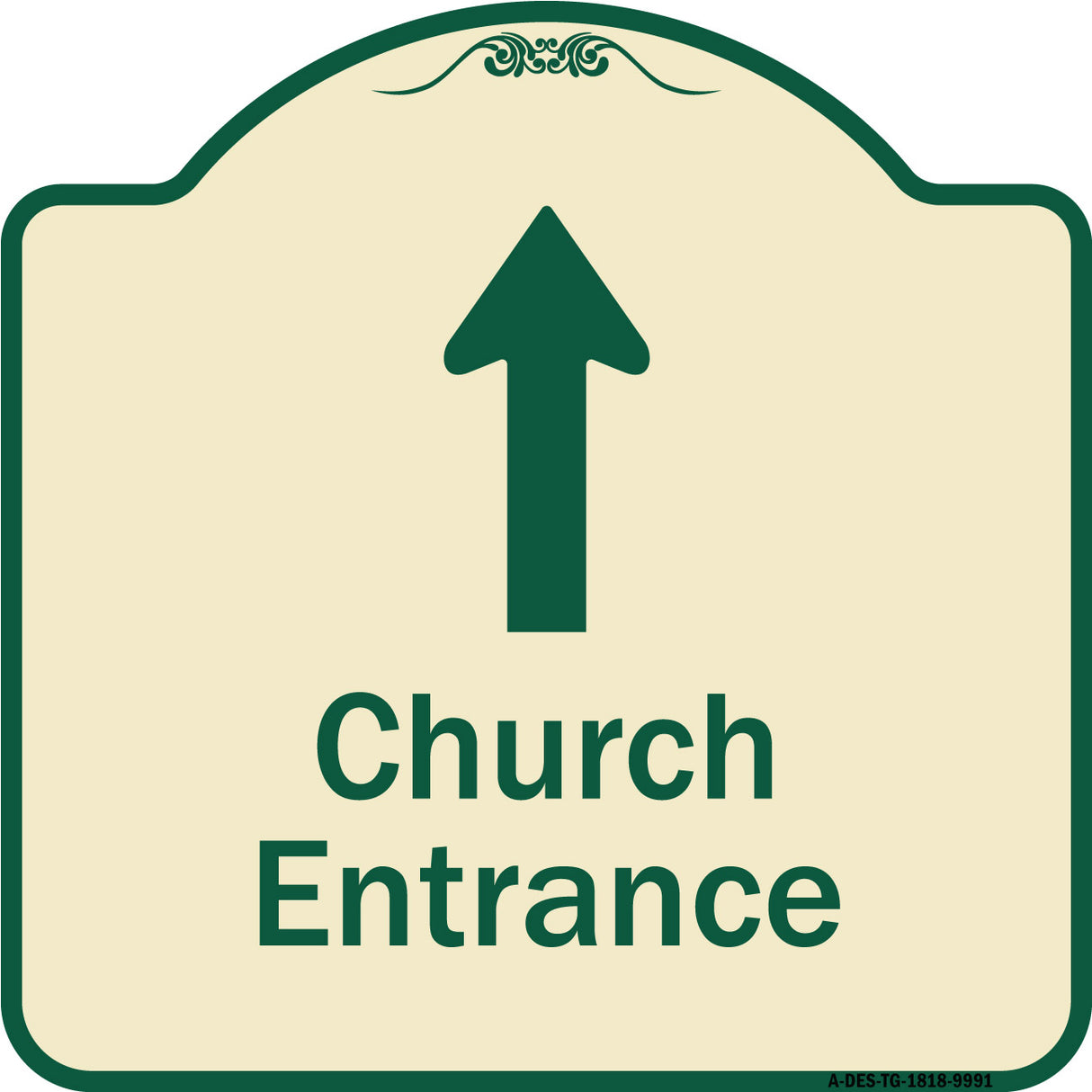 Church Entrance Ahead With Up Arrow