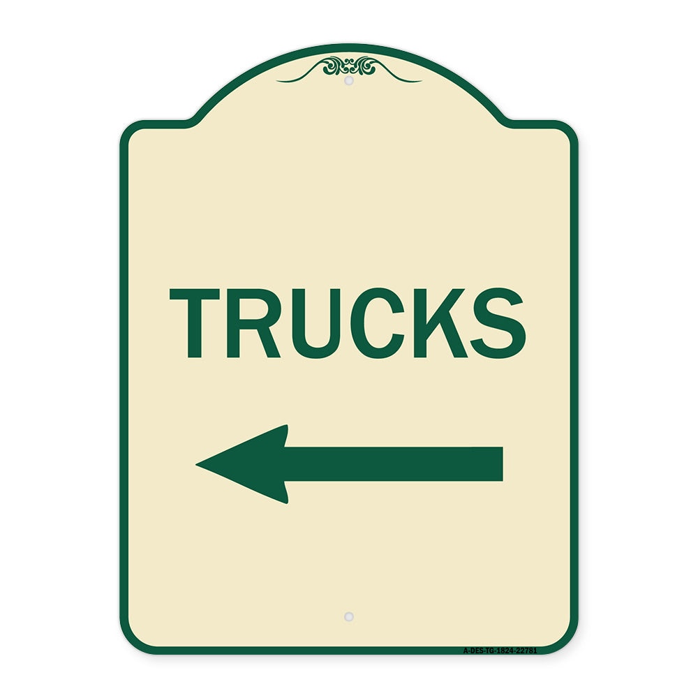 Trucks Sign Trucks (With Left Arrow)