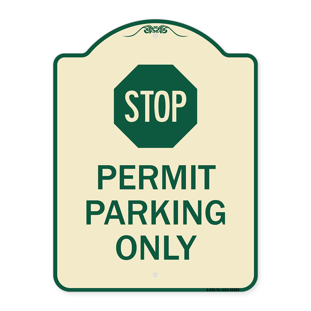 Stop - Permit Parking Only (With Stop Symbol)