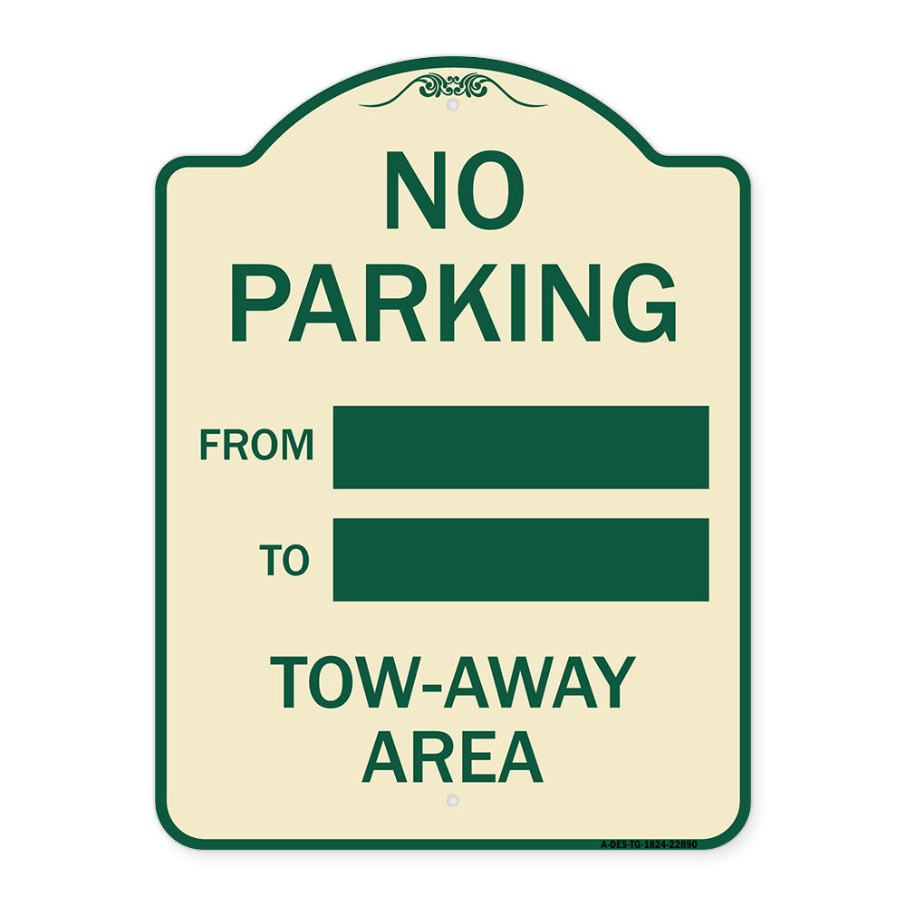 No Parking From - to with Blank Space
