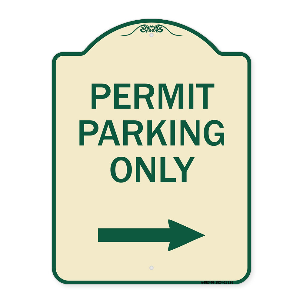 Permit Parking Only (With Right Arrow)