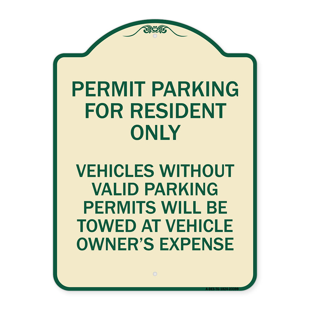 Parking Permit Sign Permit Parking for Residents Only Vehicles Without Valid Parking Permits Will Be Towed