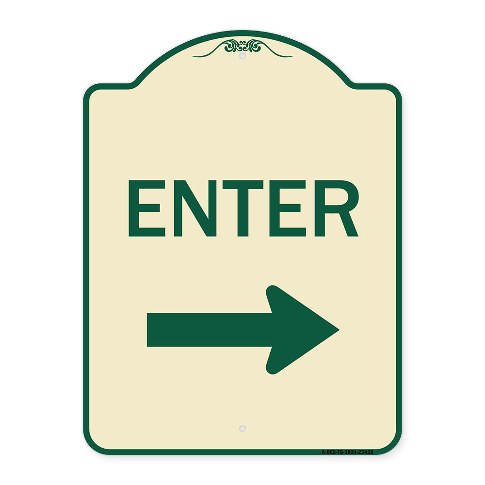 Parking Lot Sign Enter Sign (Right Arrow)