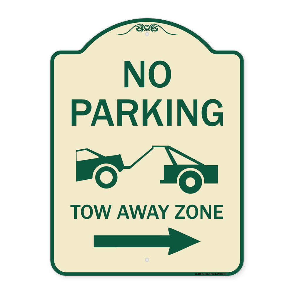 No Parking Tow-Away Zone with Right Arrow