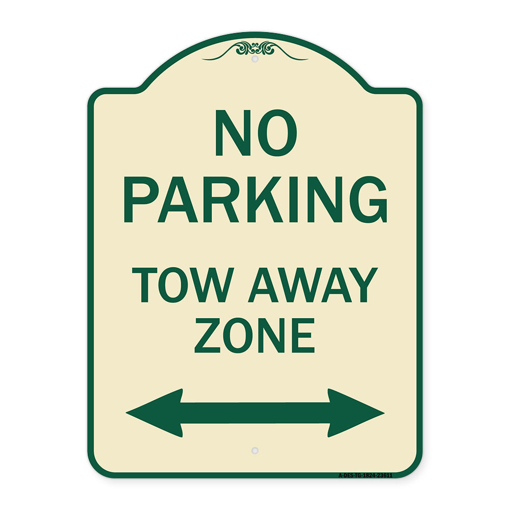 No Parking Tow Away Zone with Bidirectional Arrow