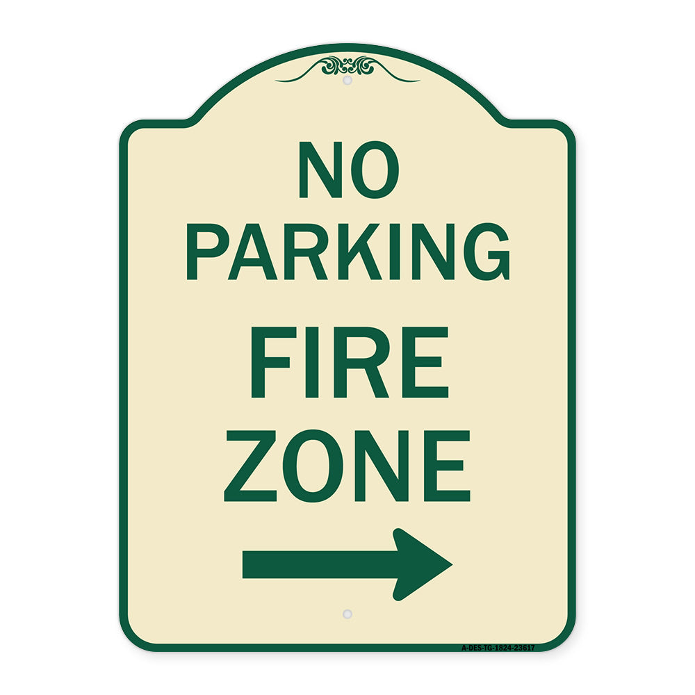 No Parking Fire Zone with Right Arrow