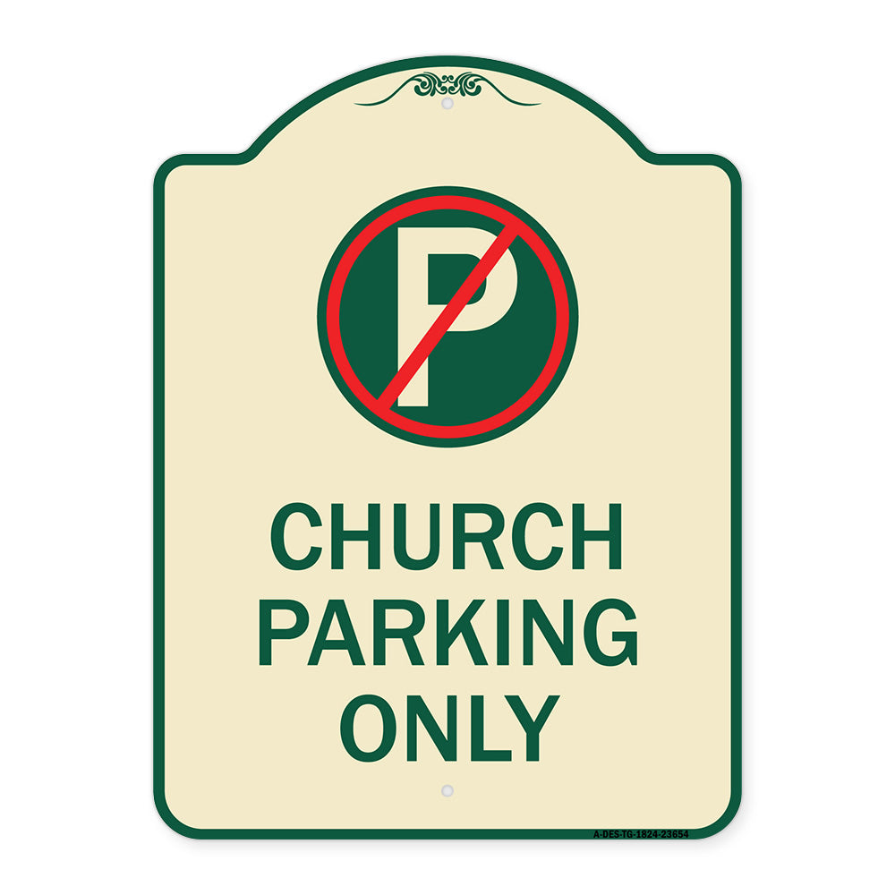 No Parking Symbol Church Parking Only