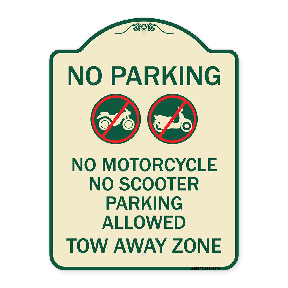 No Parking No Motorcycle No Scooter Parking Allowed Tow Away Zone (With Graphic)