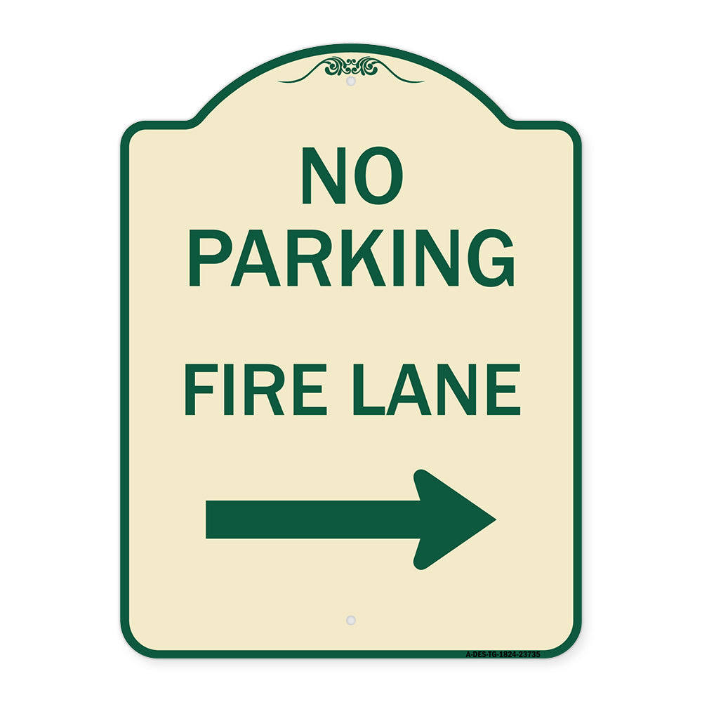 No Parking Fire Lane (With Right Arrow)