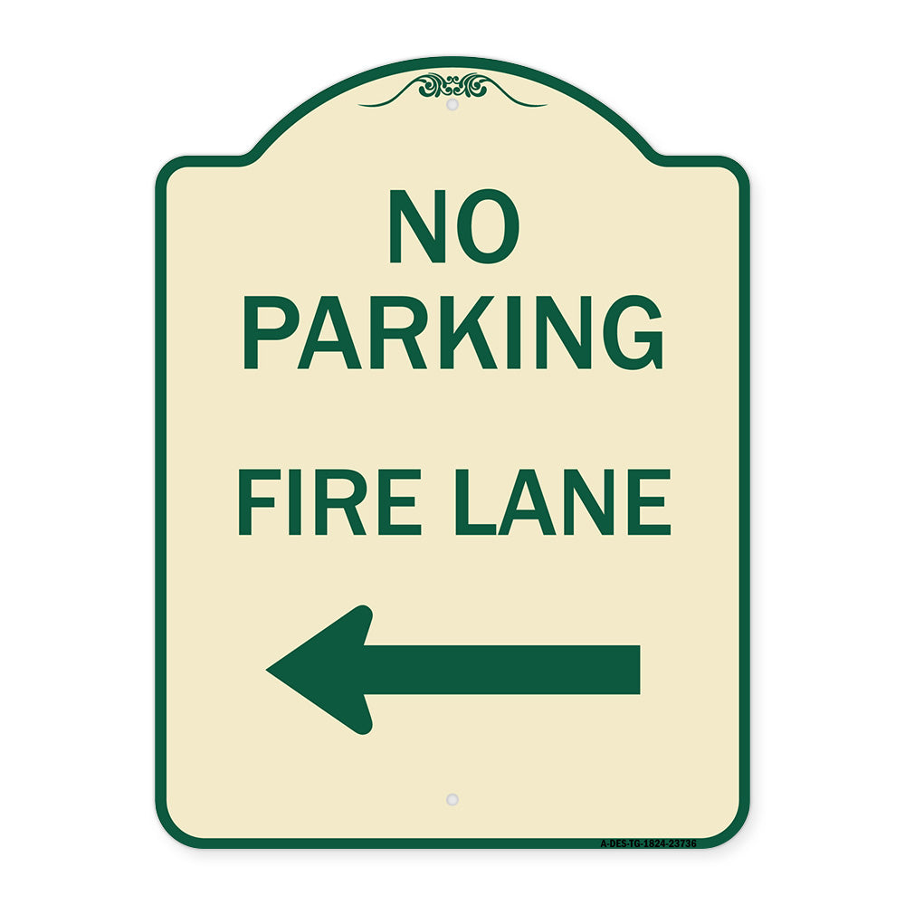 No Parking Fire Lane (With Left Arrow)