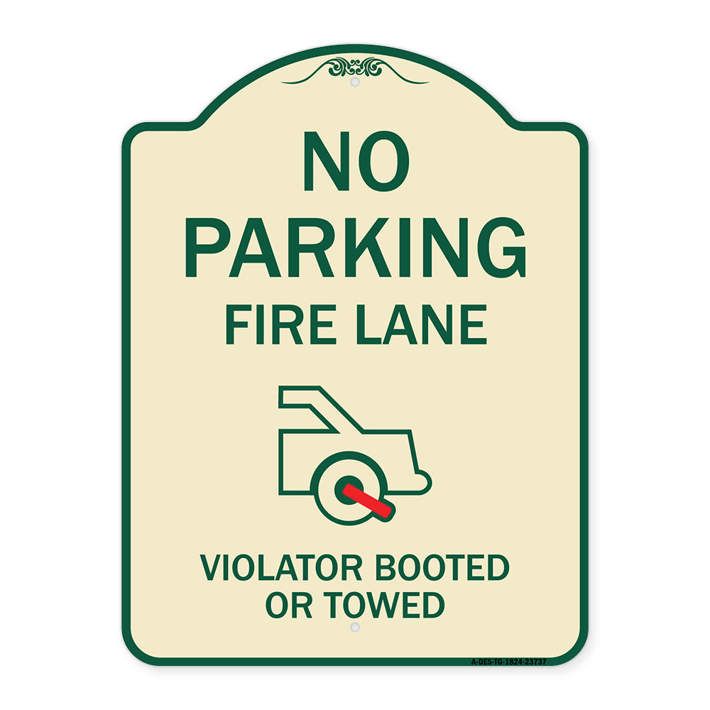 No Parking Fire Lane (With Graphic) Violators Booted or Towed